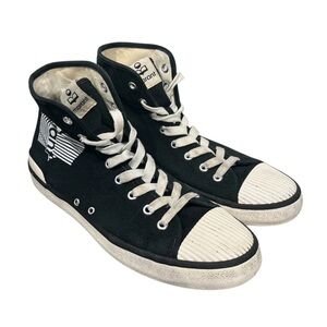 Isabel Marant Black Canvas High-Top Sneakers with Cream Accents